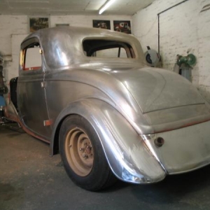 Although this is a genuine '33 coupe every part that is visible in this photo was made by me. The body was rotten and had corroded from the inside and the outside on this side of the car.