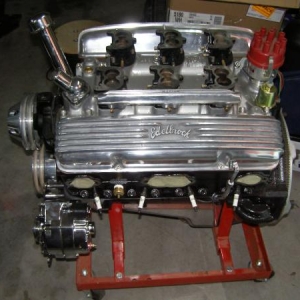 .030 over 327 11to1 compression, balanced bottom end edelbrock 6 duece intake, stromberg 97s