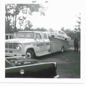 State of the art 1967 tow rig and race car.