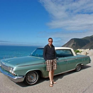 My son Craig and his Impala the coast near Big Sur.