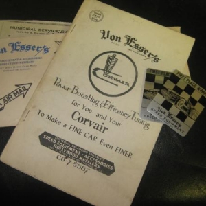 air mail,Corvair pamphlet and stickers