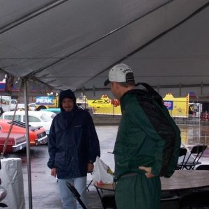 Putting on the rain gear