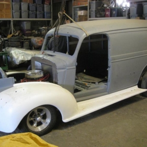 '46 Chevy Panel Truck, back from the body shop