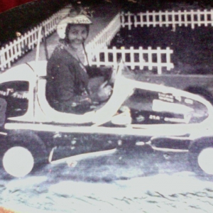 Photo 9     my grandmother in my first hotrod..8 hp. live axle direct drive. Had to push it off with the truck to start. ran about 65 mph. got it when i was 6 yr. old been going wide open  almost all my life.