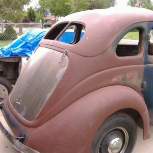 The "slant back" part of the car will be chopped off, so if you know anyone who wants one to replace their trunk back, let me know.  It's in great shape, kind of a shame to chop it up..but that's what's going to happen.