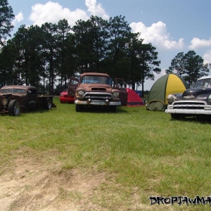 Lowmaster CC at a Drop Jaw Show.  40' GMC Pickup, 57 GMC Panel and 52' Chev Deluxe.