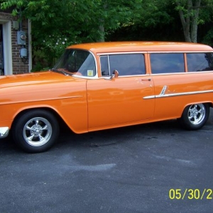 My '55 Handyman Special, 350 with 350 turbo,power disc brakes, 12-bolt rear, power steering, tilt wheel. Unreal body.