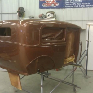 Just got the bronze-rootbeer color put on the body.  Looks good.