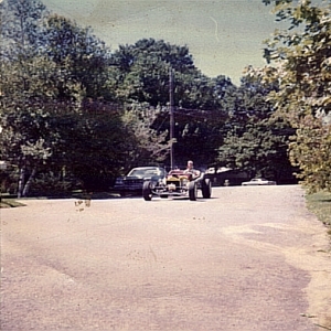 Just a too long shot to show it's stance on the road. Notice the Moon tank in front.  Feeds the injectors.