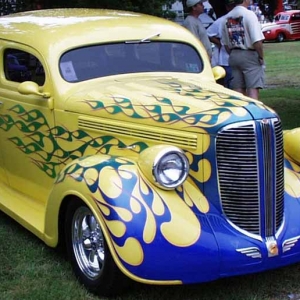 1938 Dodge 4 Door Sedan - flames