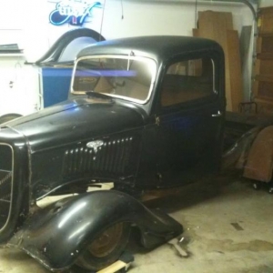 Side view. The inner fenders will be a job to get them cut out to fit the Mustang II upper control arms.