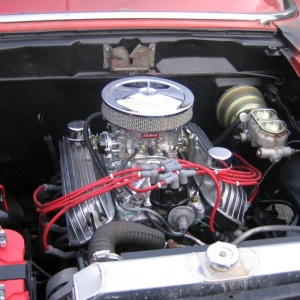 engine pic 68 Ford Fairlane Motor. Got that from Johnny Rotten of Johnny's Garage in Sac, CA. Matt Noble of Noble Fabrication cleaned that all up hiding all the wiring and the firewall too.