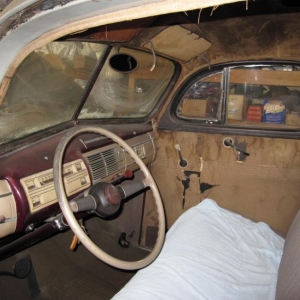 Original interior, nice dash & steer'n wheel. Deluxe car but no radio.