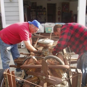 my dad helping me get some of the mud off