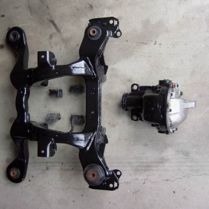 T-Bird rear, cradle narrowed 4" (cutout sections lay underneath)