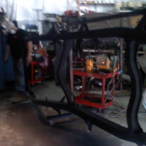 in house powdercoating 1950 club coupe frame