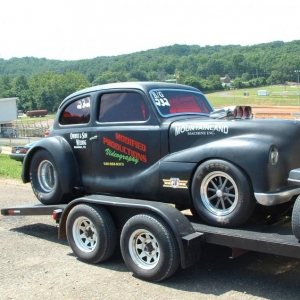 1948 Austin of England  Alcohol injected BBC   best so far is 6.01 @118 
It might look familiar ... it made it to the quarter finals on Pinks All OUT 2-3  seasons ago at Bristol Va just before I bought it.