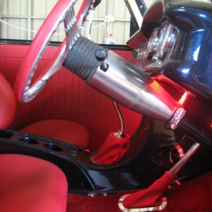 Back from trimmer 23 October 2010 - cherry red leather, bone ivory suede headliner and red wool carpet.