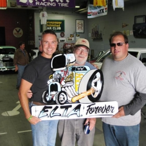 Myself with John "Shoebox" Harris and Joey "Big Bones" with a great gift sign made by another HAMB brother...Dave aka..."old Farts Garage"........thanks Dave!