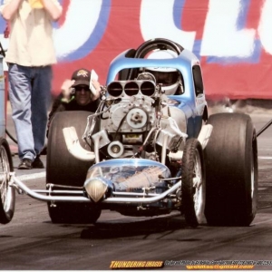 StrangeBrew, another car I crew on for Gruzen Racing. Best ET. 7.32 @ 191 mph. at Southwestern Intl. Raceway, Tuscon Az. Not bad for a 350 chevy on 10% nitro.