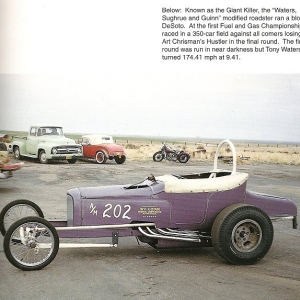 Tony Waters' roadster. I watched Tony nearly win T/E at the '59 March Meet in this roadster. He would have if the blower manifold hadn't exploded 300 feet from the finish line.