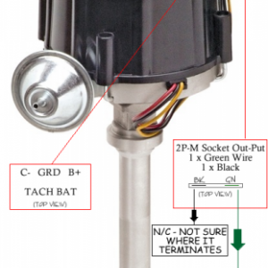 This is the distributor (from a 1985 Chevy Impala) I have in my 52 Deluxe. Its where I'm having trouble Wiring the black wire.