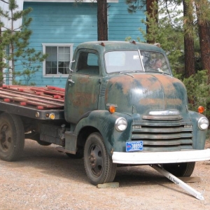 My 47 Chevy nicknamed COEChez just before we loaded it to bring it home.