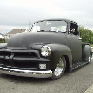 Friend Terry's pick-up, 1954 chev, 350\383 stroked, a beast...He had work a lot on is truck, and I have help on doing his body, came out real kool 6 years ago now,...t's been the 3 third time repair since,for accident, It's too hot