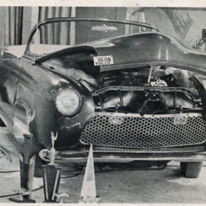 A car show in 61 or 1962,made mag in jan CarCraft Jan. 1963,
I built two cars from Jr. High and High School,this Henry J full custom and my "A"bucket 28 roadster. On the "J" I was very lucky to get a 57 T-Brid  folding top and mated that up,so one of my two cars had some cover from the rain,never did get to making a top for my 28 roadster,but did get bows made but not covered by the time I got a wife in 1965. The "J" was stolden and my roadster I still have some of the parts of,sold off a few parts cus needed $ right after getting a new place and wife. I'm rebuilding my 28 slowly now