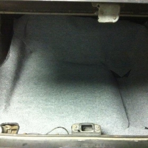 trunk after..  cleaned, POR-15'd, carpet layed in