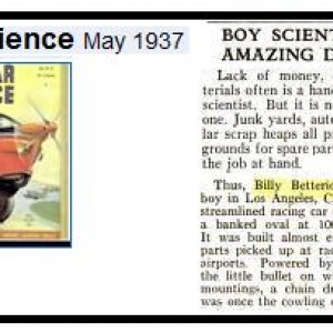 Billy Betteridge recognized in Pop. Science