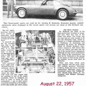 Evanston (Illinois) Review, article about this very car in 1957