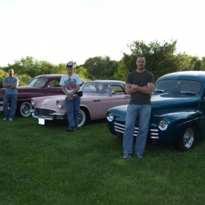 Me and my chopped 46 Ford business Coupe (sold), My dad and his 57 Tbird (miss u dad) My brother and his 49 Merc 4 door.