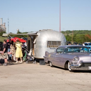 Back home in Austin at the Lone Star Round Up w/ the proper tow rig, my '57 Caddy. This was before she was polished.