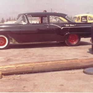 The Rebel Rouser 57 Ford. This was a local West Covina car that ran a Les Ritchey built Paxton blown 312. Used to give the Fuelie 4 speed 57 Chevies a good race.