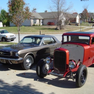 Wife's Mustang and my coupe.