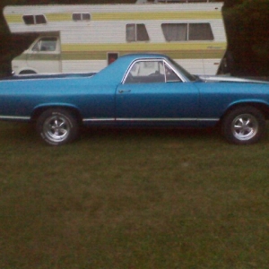 grandpa's elcamino,went over and restored the chrome on the rims