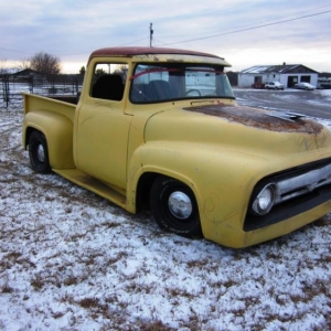 56Merc1
malibu clip, wiring, steering and rear end
early seventies Olds 350
all steel flip front end
all new cab  weather seals and new windshield
one piece door window kit