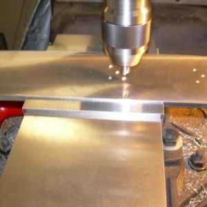 Header Flange action shot during Spot Drilling on the Tormach 3 axis CNC Mill