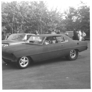 Jungle Jim rolled out a fresh Nova still in primer at Pocono Drag Lodge on an October 1967 Sunday for a match race with Al Graeber's Tickle Me Pink Charger. Photo by Jack Thomas