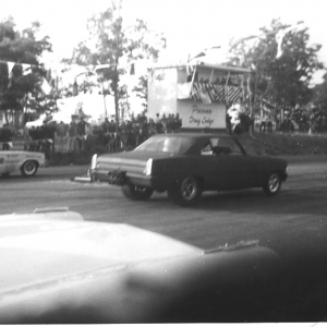 Jungle Jim rolled out a fresh Nova still in primer at Pocono Drag Lodge on an October 1967 Sunday for a match race with Al Graeber's Tickle Me Pink Charger. Photo by Jack Thomas