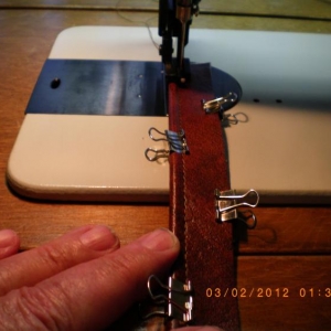 using small clips to hold welt in place to sew welt coverings
