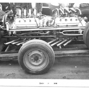 Twin Chryslers in Mickey Thompson's dragster.