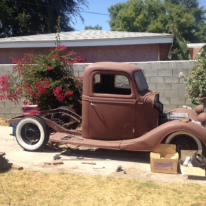 Removed bed to work on rear end. Motor mocked up inside