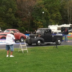 my 1941 Dodge racing my Dad's 1940 Checy