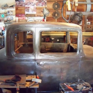 The '32 Olds body in bare metal. There is very little rust at all. This car was stored indoors for the past 30+ years.