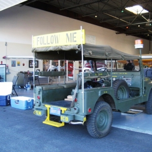 Military Jeep used for guiding planes.