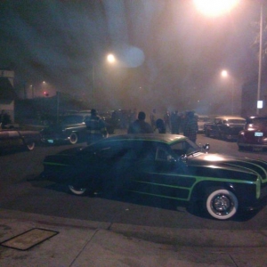 Forming up to roll to 2012 Mooneyes X-mas party