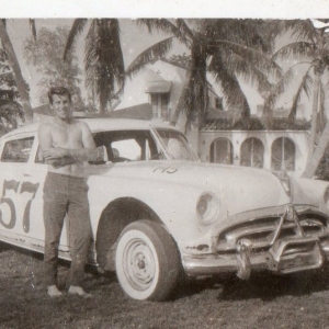 This was the first racecar that actuly got to the race track,it's a Hudson,Rob Bean[standing next to our racer] Steve Reep and I built this very early in 60's. Bod Williams and I had a 1940 Ply coupe used stockcar we got and redid it to go racing with a few years before in 1957,but never got up the balls to actuly go to the track with it,so raced around the block a lot tell Bob's mother had it towed away one day when we were in school.