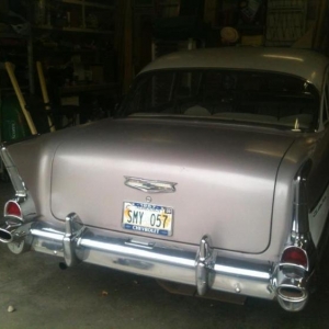 We replaced the rusted out back bumper with the bumper given to me by the previous owner. It has bumperettes, which I think look pretty cool!